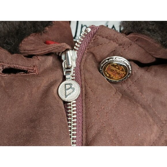 Vintage BERNARDO Faux Fur Removable Collar Quilted Coat Size M Brown - Picture 10 of 13